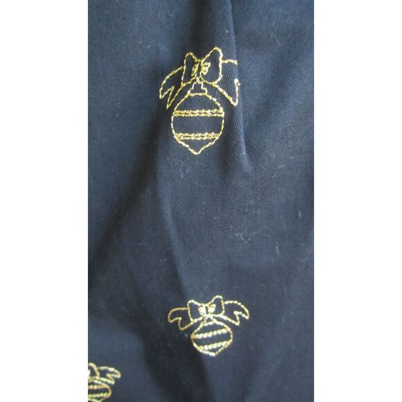 FESTIVE BLACK PANTS WITH GOLD METALLIC THREAD CHRISTMAS BALLS & BOWS SIZE 8 - Picture 3 of 5